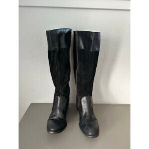 Born Uchee Tall Black Leather Distressed Boots - 9M